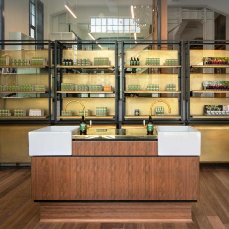 Clean lines dominate the retail space/training facility at Antipodes’ Wellington HQ